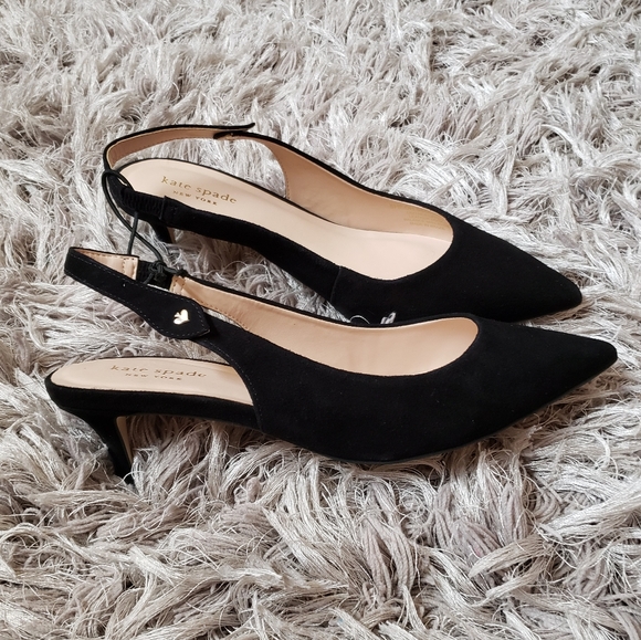 Kate Spade Shiloh Suade Slingback Kitten Heels - Picture 3 of 5